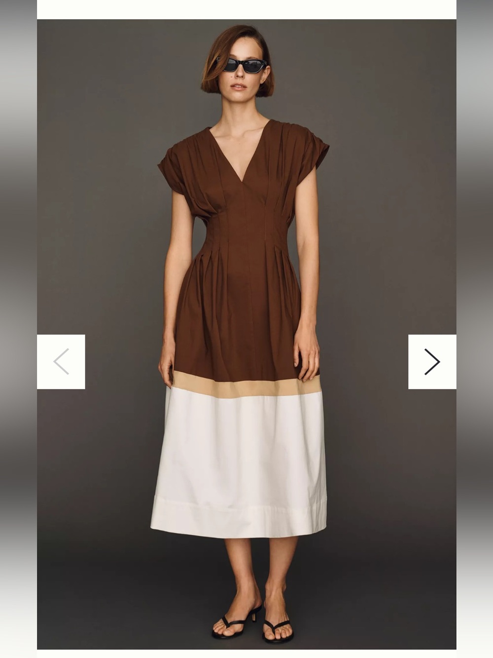 Exquise Pleated Short-Sleeve Twofer Midi Dress